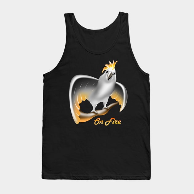 screaming cockatoo crested on fire nest Tank Top by AdishPr